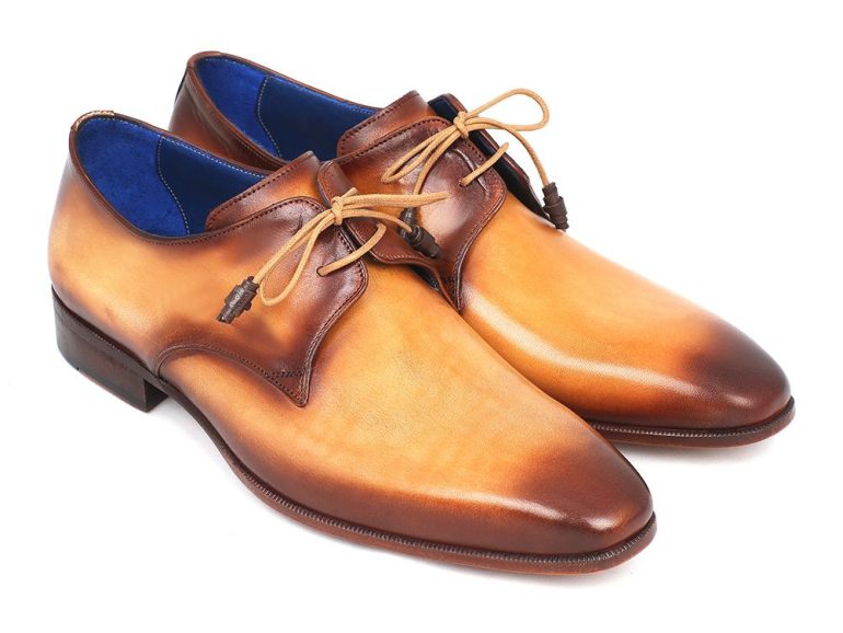 Paul Parkman Brown & Camel Hand-Painted Derby Shoes (ID#326-CML) - Image 5