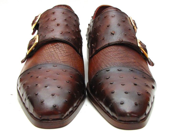 Paul Parkman Brown & Tobacco Genuine Ostrich Double Monkstraps - Image 4
