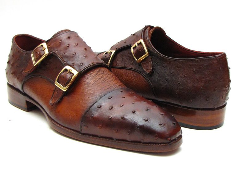 Paul Parkman Brown & Tobacco Genuine Ostrich Double Monkstraps - Image 3