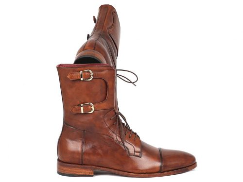 Paul Parkman Men’s High Boots Brown Calfskin (ID#F554-BRW)