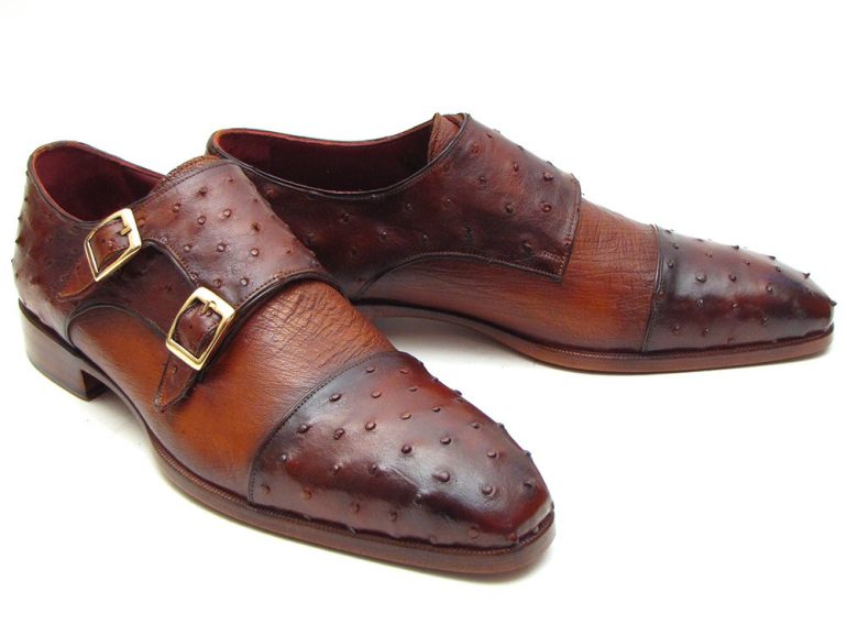 Paul Parkman Brown & Tobacco Genuine Ostrich Double Monkstraps - Image 6