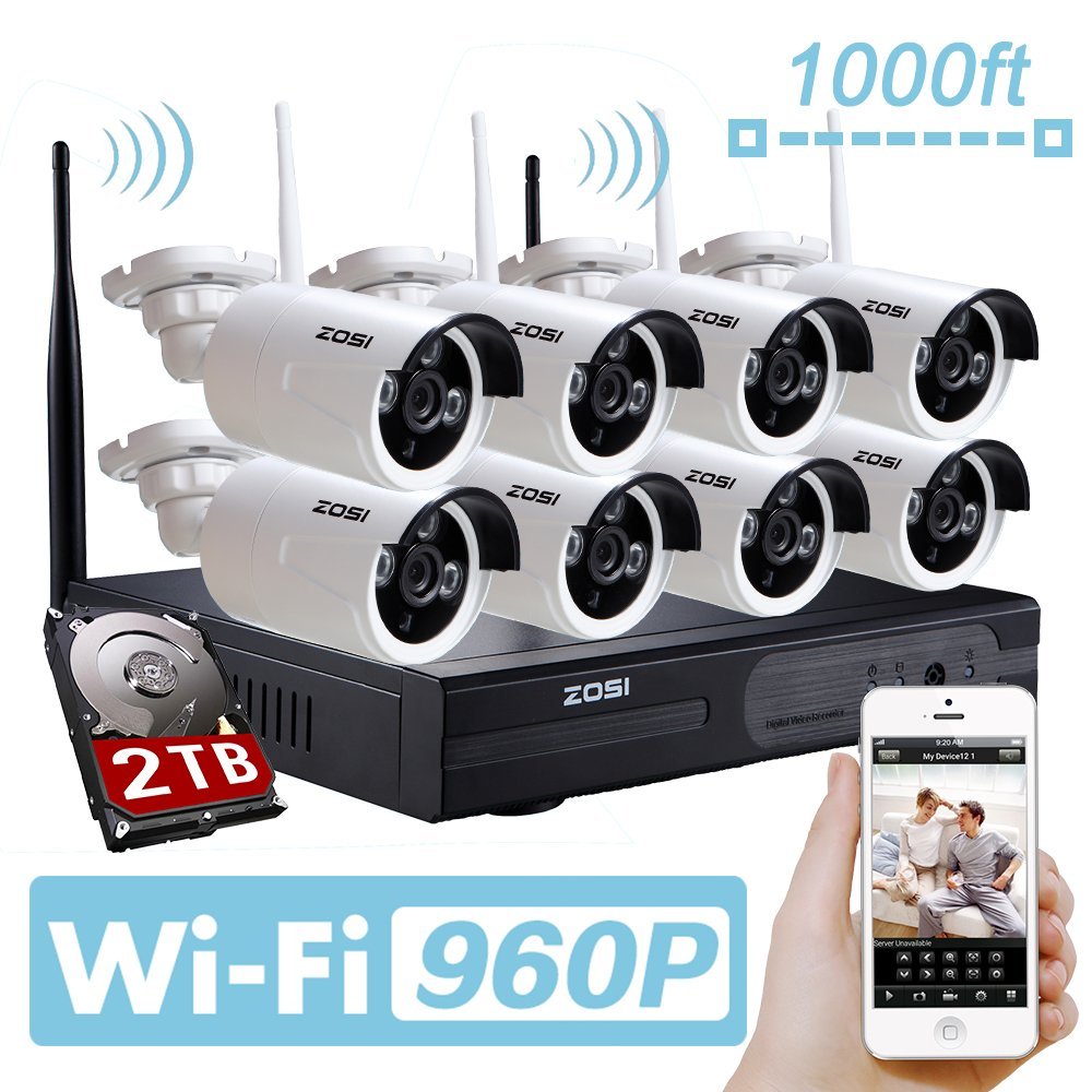 ZOSI Security 8 Channel 960P//1080P NVR HD IP Security Camera System with Indoor//Outdoor 30m Night Vision 960P Security Cameras Pre-Installed 1TB HDD Network Remote Access ¡­