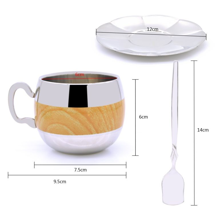 Coffee Cup Set Yummy Sam® Stainless Steel 140ml Coffee / Milk Cup with Spoon and Saucer Double Wall Beverage Mug / Coffee Cup Coffee Mug Home Gadget Kitchen tool - Image 2
