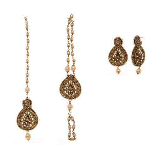 Golden Copper Pearl Bridal Accessories 74058