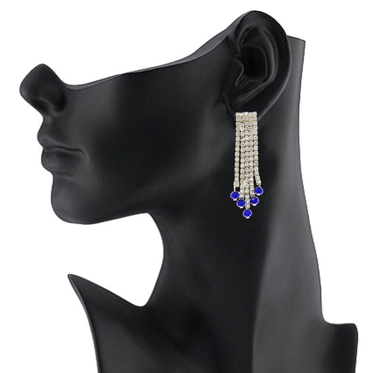 Blue Alloy Diamond Earrings 74059 - Image 3
