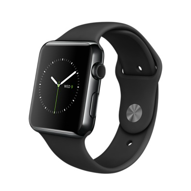 Apple Watch -38mm Space Black Stainless Steel Case with Black Sport Band -MLCK2