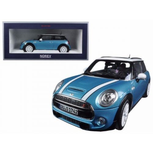 2015 Mini Cooper S Light Blue and White 1/18 Diecast Model Car by Norev