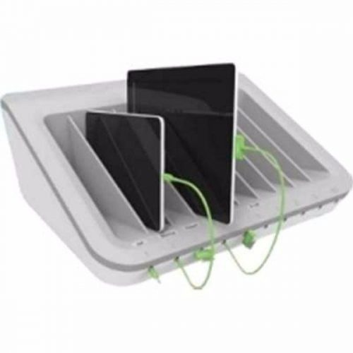 Belkin Store-and-Charge Station – Wired – Tablet PC, e-book Reader – Charging Capability – Gray, White