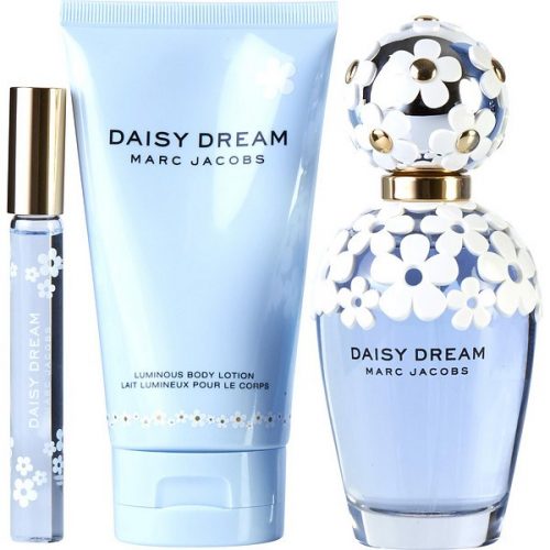 Marc Jacobs Daisy Dream – Eau De Toilette Spray 3.4 oz & Body Lotion 5 oz & Eau De Toilette Rollerball .33 oz Mini
