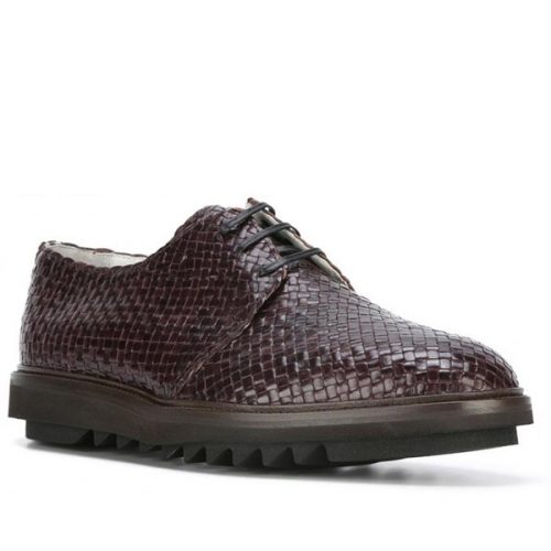 Dolce&Gabbana men lace-up in Chocolate woven leather