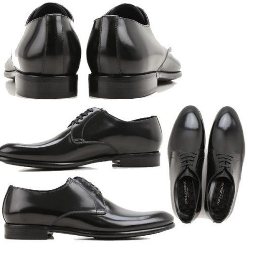 Dolce&Gabbana men’s lace-up in black Shiny calf leather