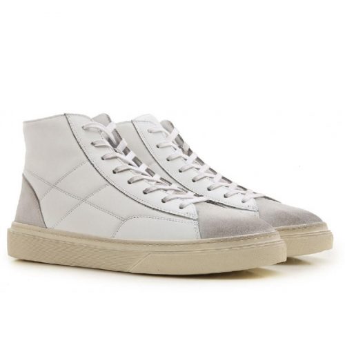 Hogan men’s high sneakers in off-white leather