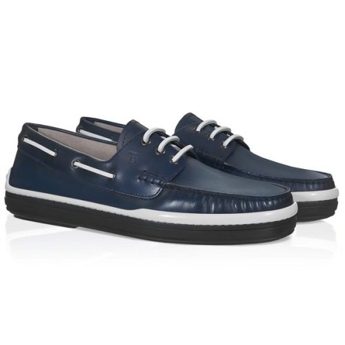 Tod’s men’s boat shoes in blue genuine Leather