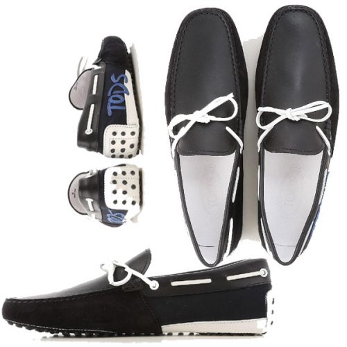 Tod’s men’s gommino driving moccasins in black suede leather