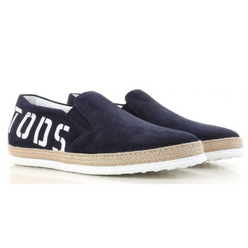Tod’s men’s slip-ons shoes in blue suede leather