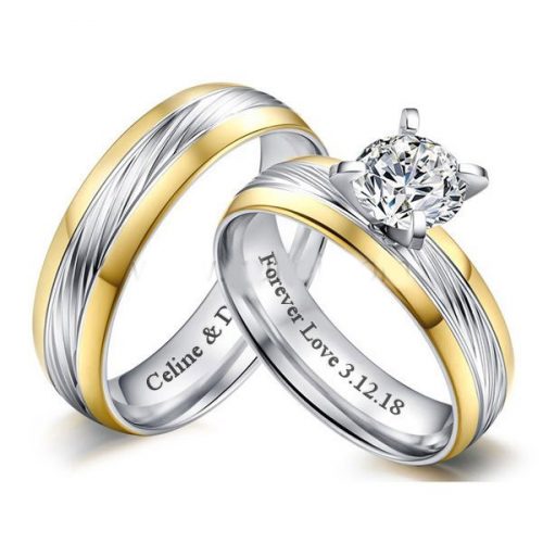 Custom Names Titanium Promise Rings for Couples