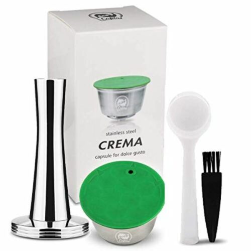 i Cafilas Stainless Steel Refillable Dolce Gusto Coffee Capsules Crema Reusable Coffee Pods for Nescafe Dolce Gusto with 1 tamper