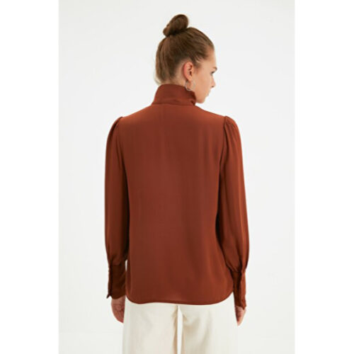 Women’s Collar Detail Brown Shirt