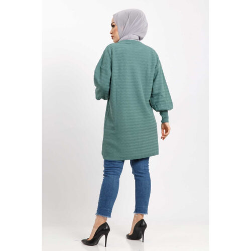 Women’s Zigzag Pattern Mint Green Tricot Tunic