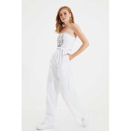 Women’s Embroidered Ecru Overall