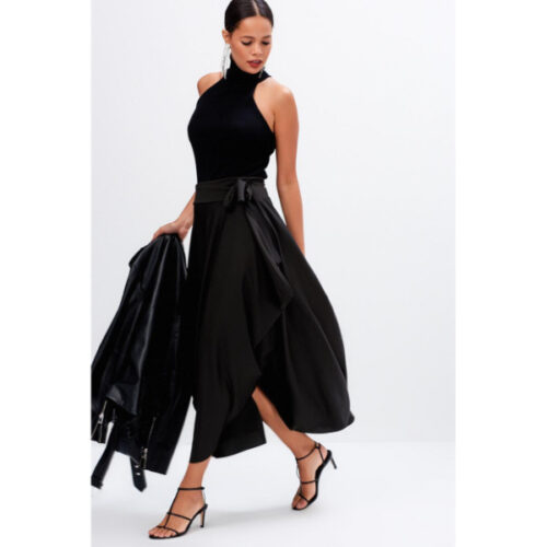 Women’s Asymmetric Cut Black Midi Skirt