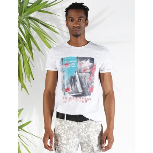 Men’s colorful Printed White T-shirt