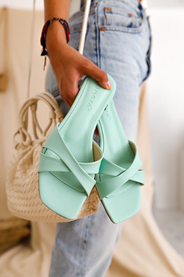 Women's Aqua Green Flat Slippers - Image 4