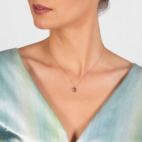 Women’s Drop Cut Zultanite Gem Rose Plated 925 Carat Silver Necklace