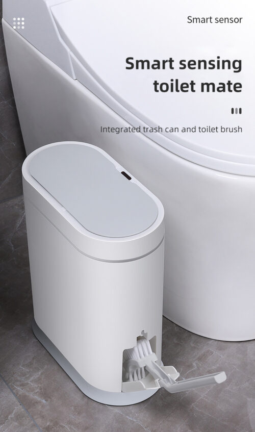 8L Electronic Automatic Waste Garbage Bin with Toilet Brush Household Waterproof Sensor Bin Smart Sensor Trash Can