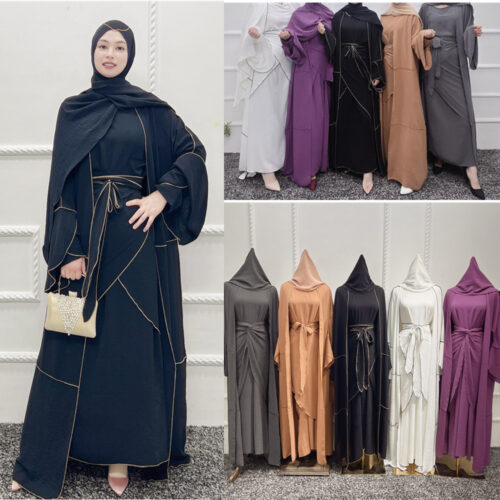 High Quality Muslim Dress Luxury Open Kimono Islamic Abaya