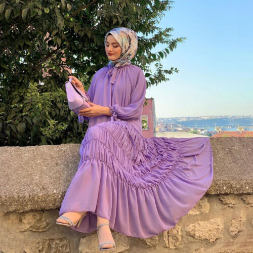 AB049 Shopee Chiffon Dress Ins Turkey Malay Indonesia Muslim Women’S Dress